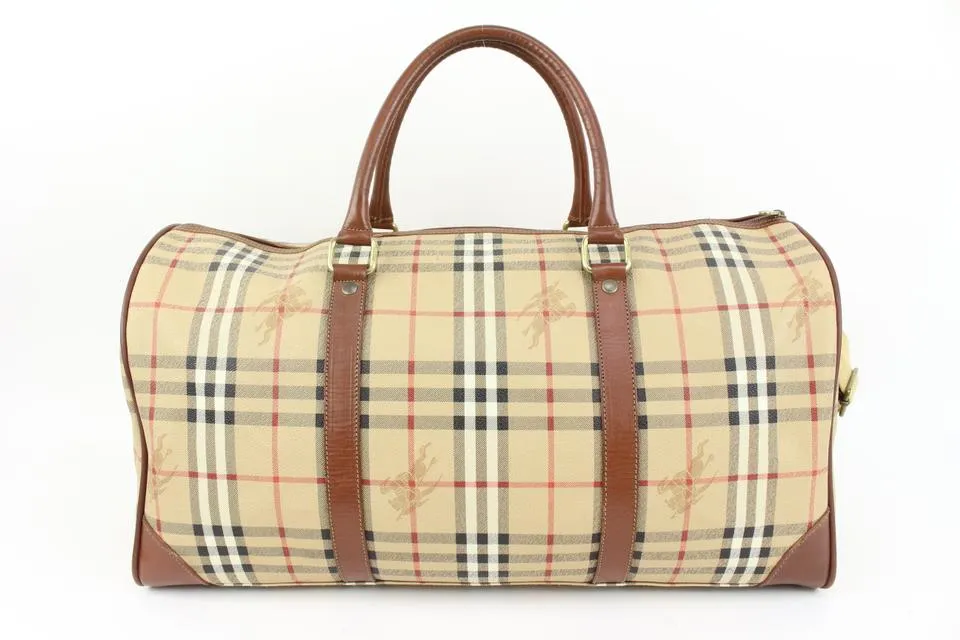 Burberry Beige Nova Check Boston Duffle Bag with Strap 42b324s