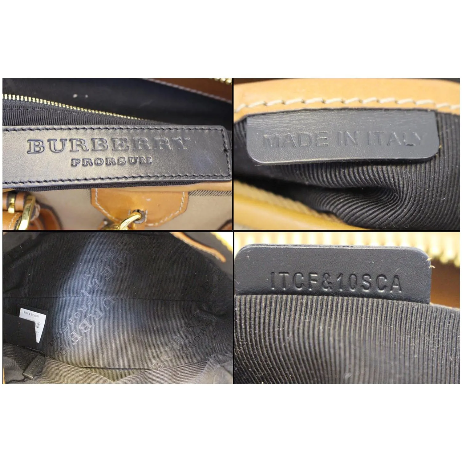 BURBERRY Blaze House Check and Leather Shoulder Bag Brown