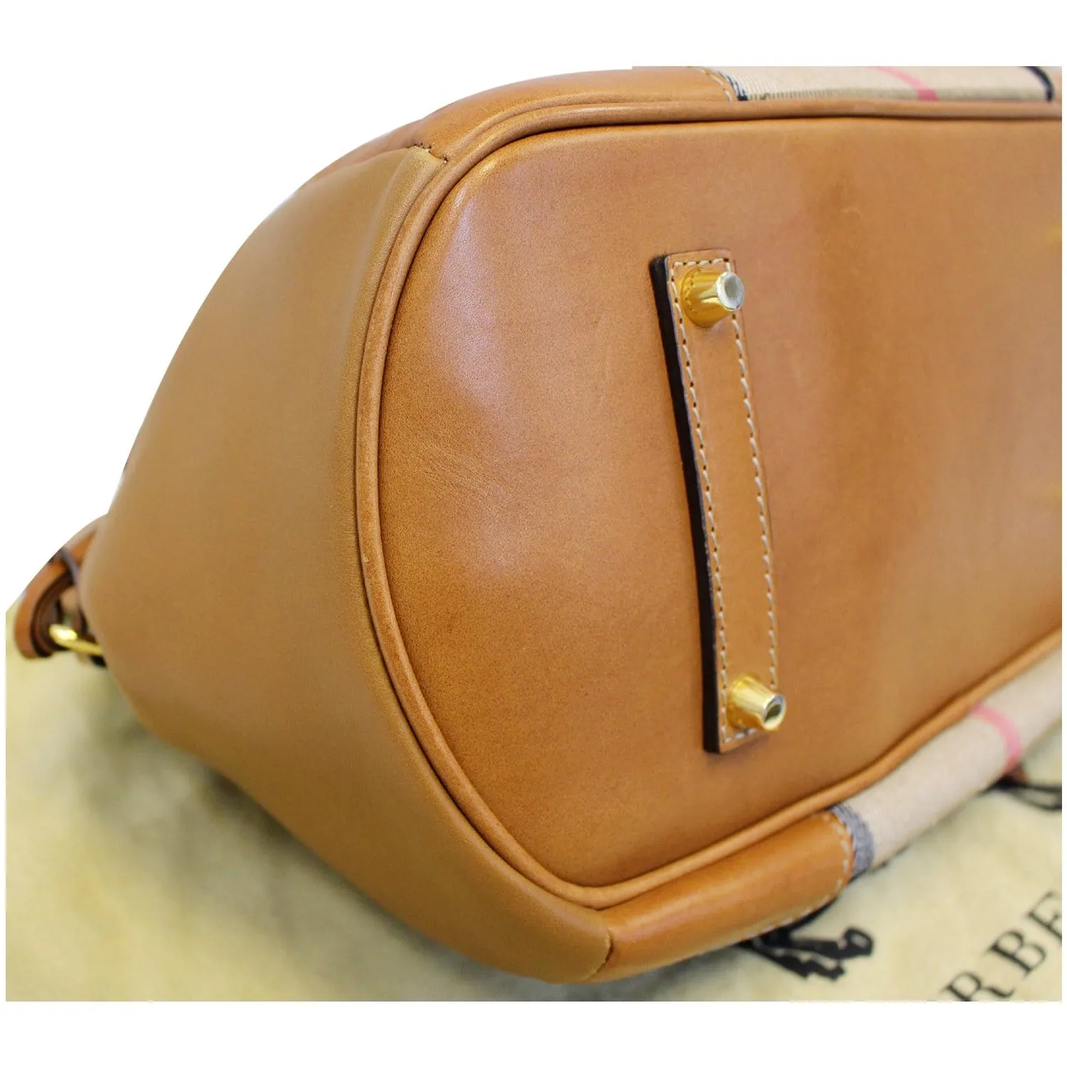 BURBERRY Blaze House Check and Leather Shoulder Bag Brown