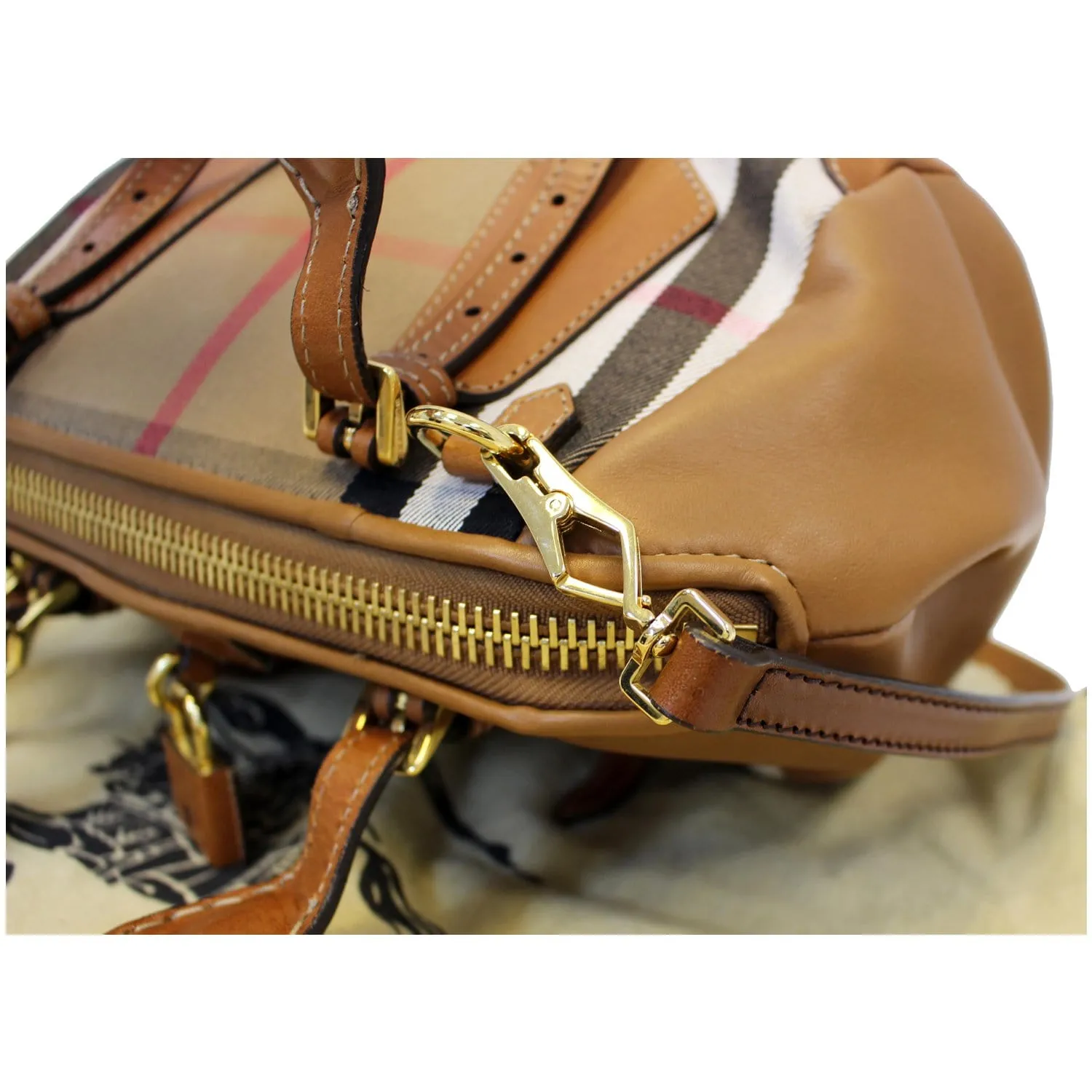BURBERRY Blaze House Check and Leather Shoulder Bag Brown