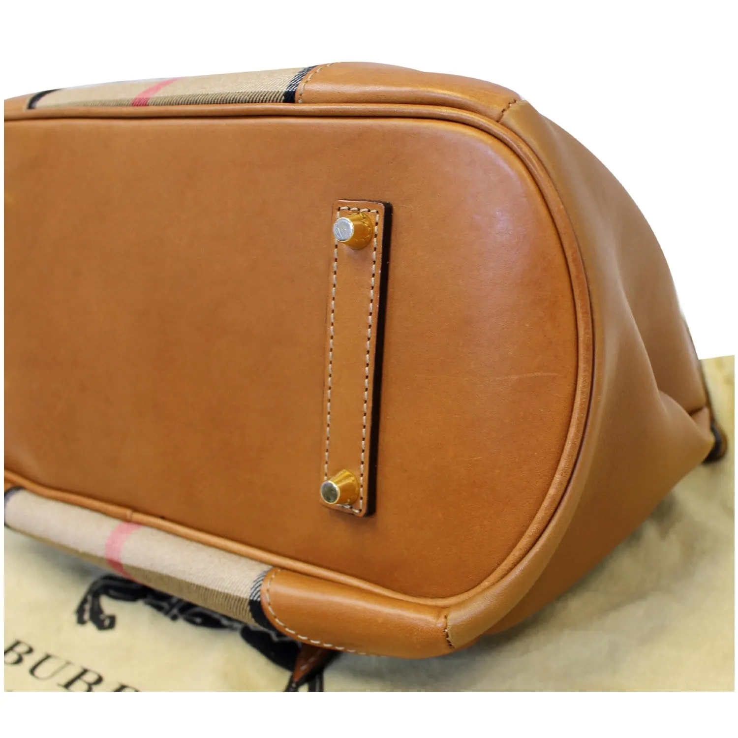 BURBERRY Blaze House Check and Leather Shoulder Bag Brown