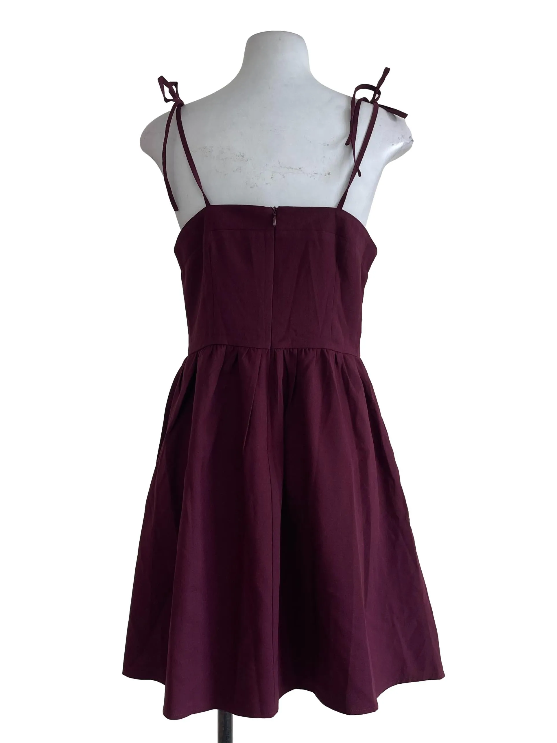 Burgundy Plain Ribbon Dress