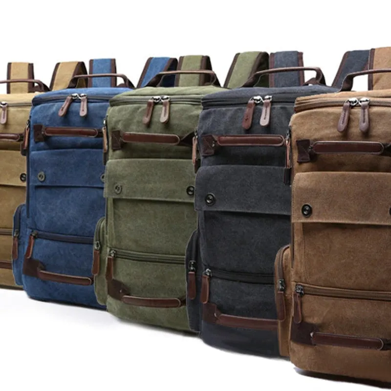 Camouflage Canvas Backpack Large Capacity Men Travel Bags