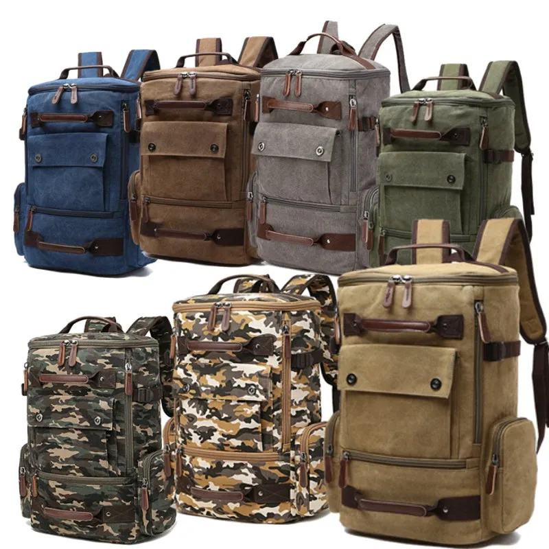 Camouflage Canvas Backpack Large Capacity Men Travel Bags