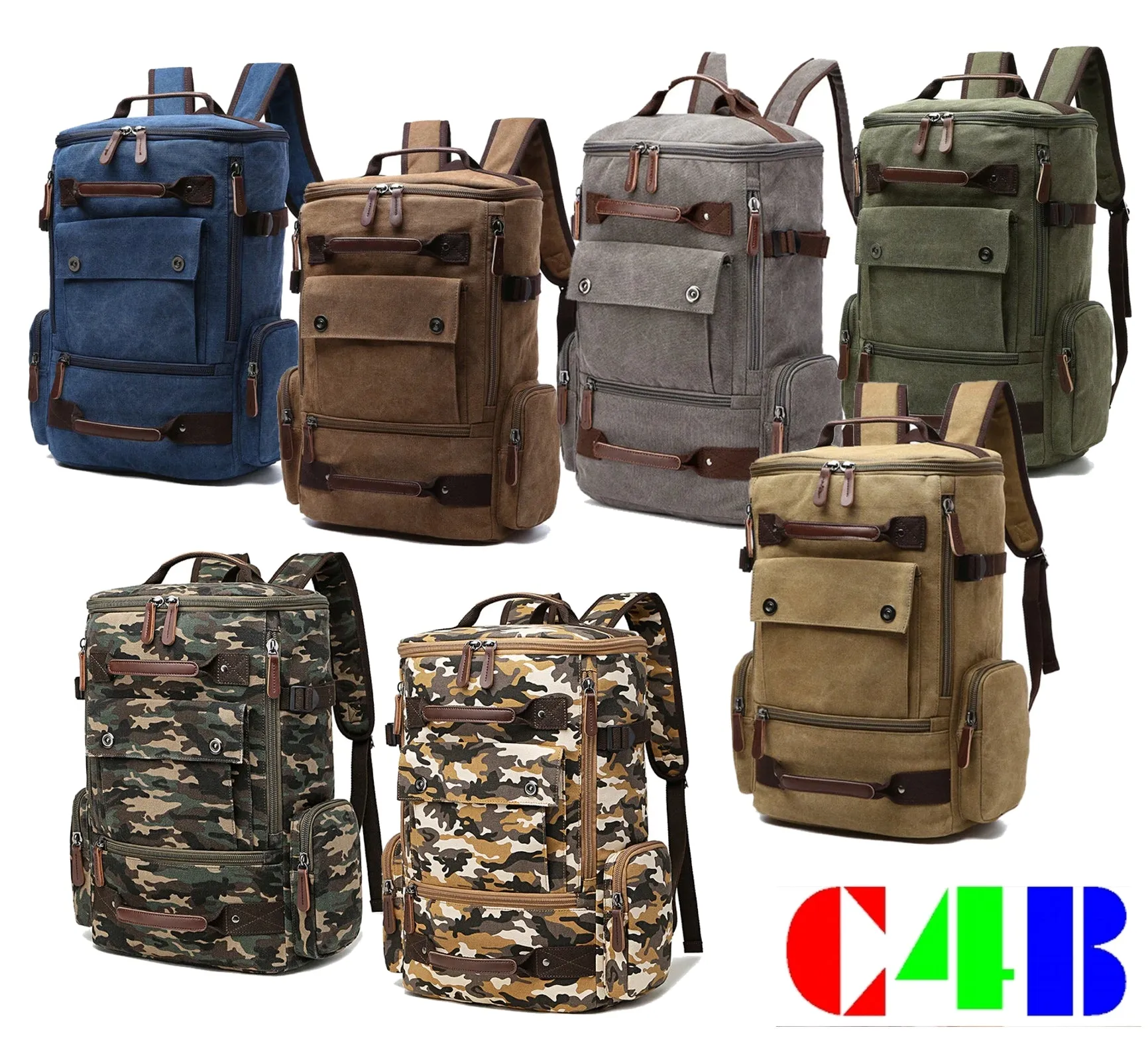 Camouflage Canvas Backpack Large Capacity Men Travel Bags
