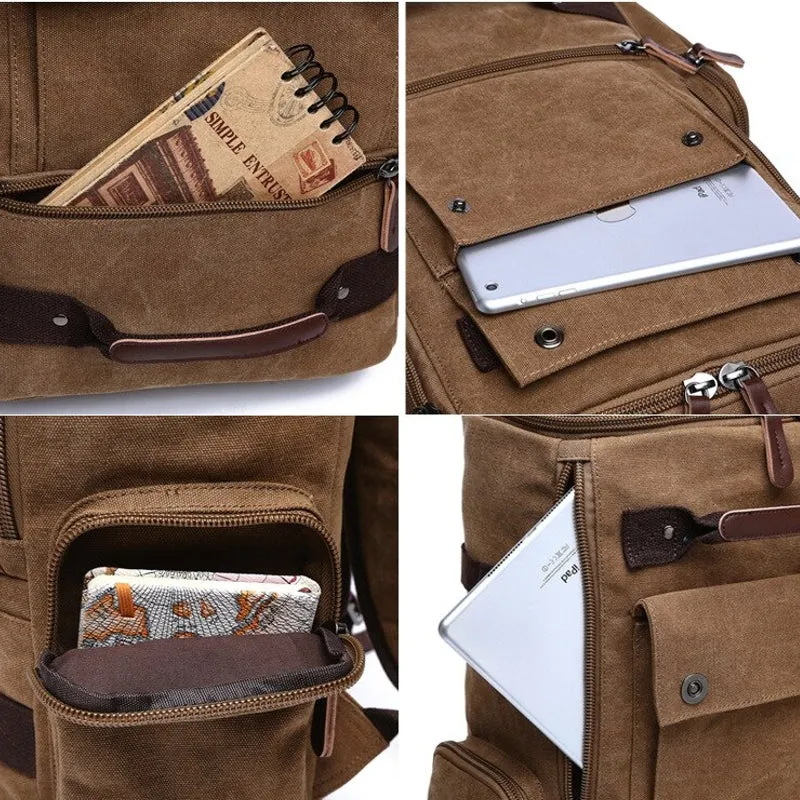 Camouflage Canvas Backpack Large Capacity Men Travel Bags