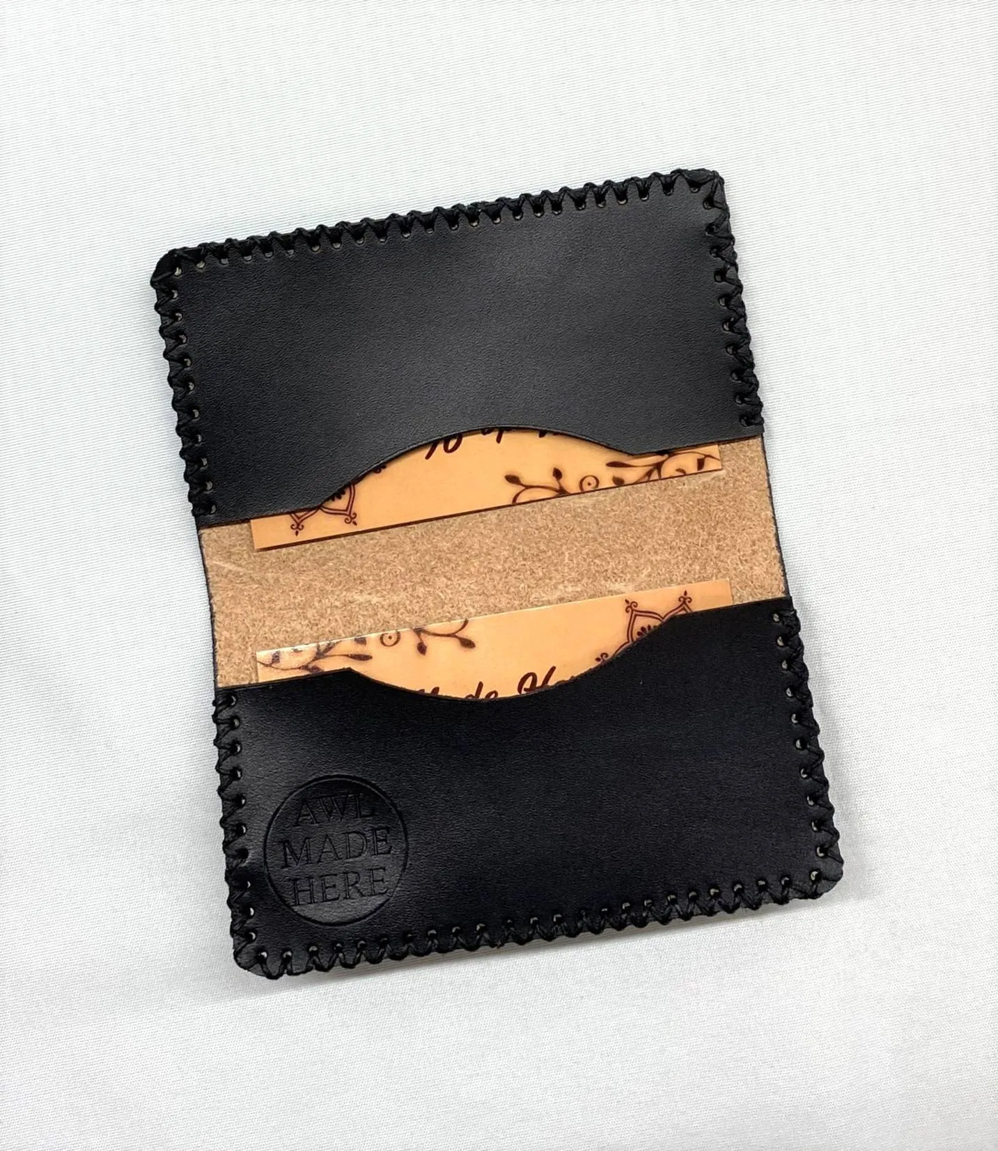 Card Case, Two Pockets. Black or Natural