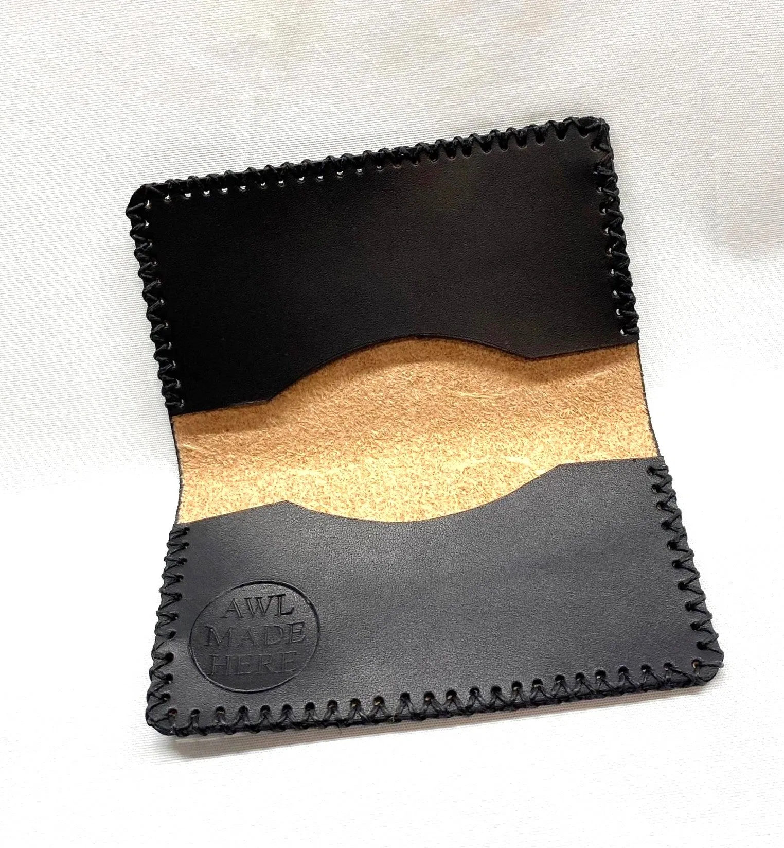 Card Case, Two Pockets. Black or Natural