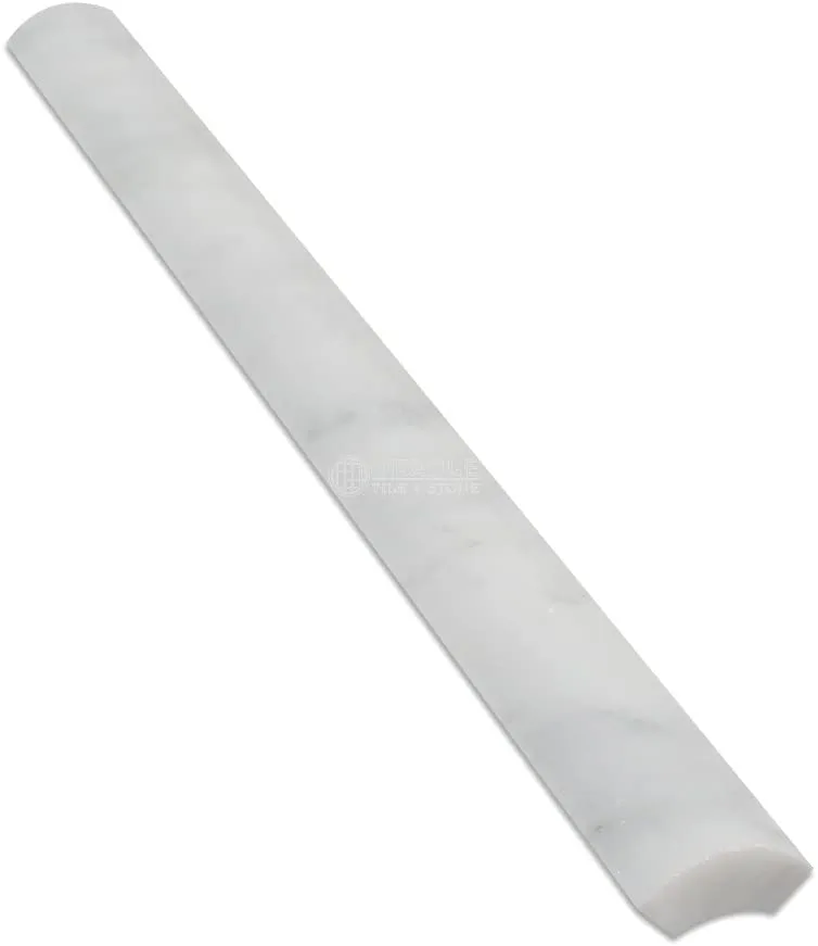 Carrara White Italian (Bianco Carrara) Marble 1 X 12 Quarter-Round Trim Molding, Honed