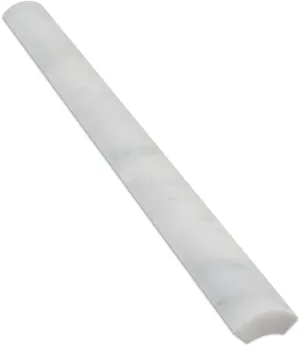 Carrara White Italian (Bianco Carrara) Marble 1 X 12 Quarter-Round Trim Molding, Honed