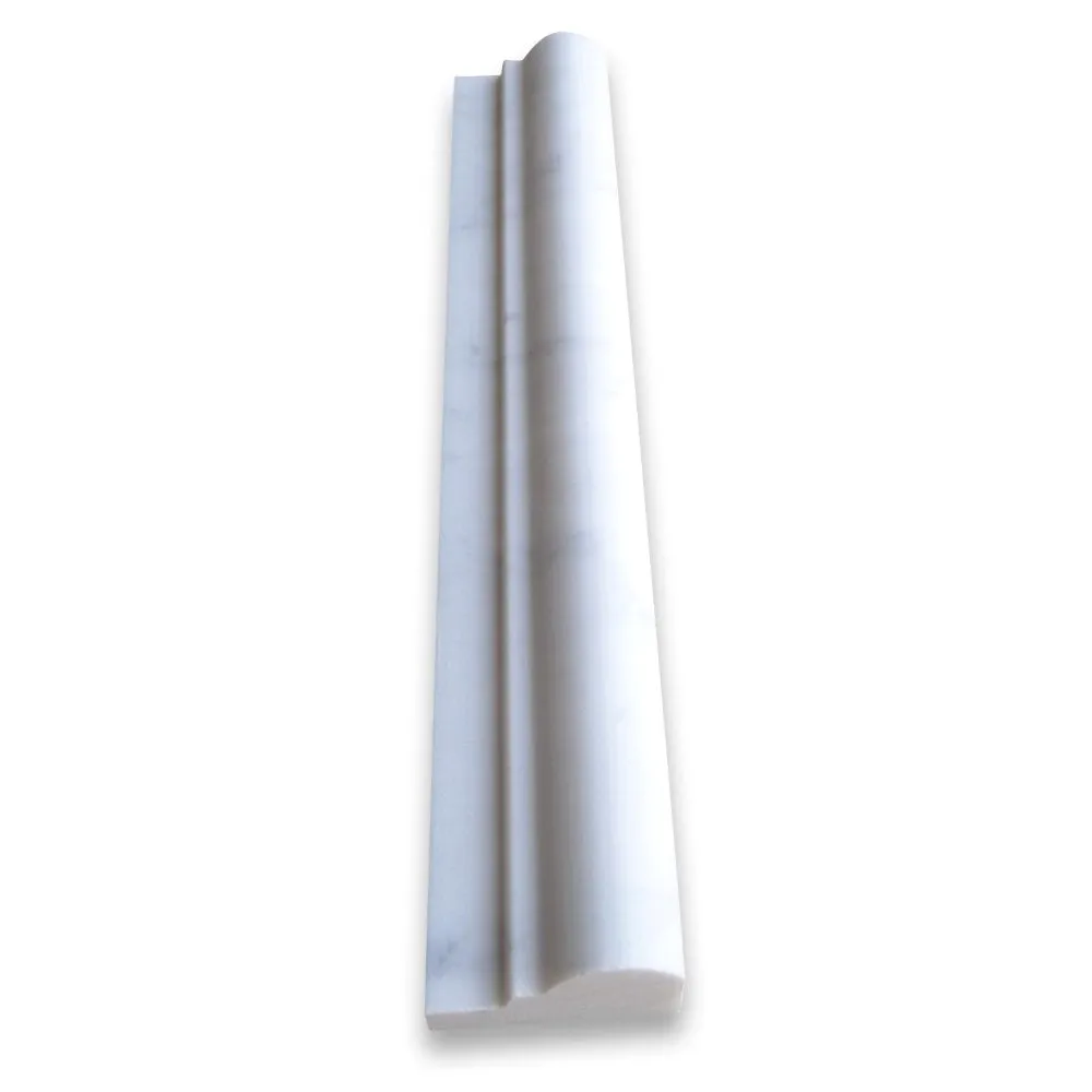 Carrara White Italian Carrera Marble Chair Rail Trim Molding 2 x 12 Honed