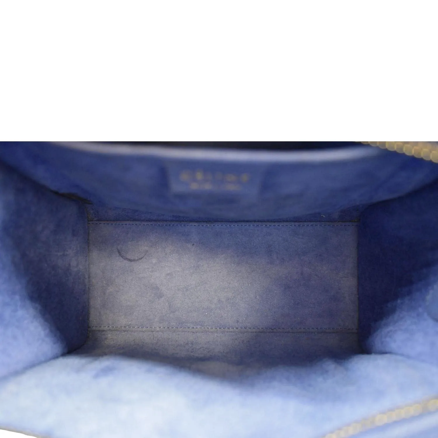 CELINE Nano Luggage Drummed Leather Tote Crossbody Bag Blue