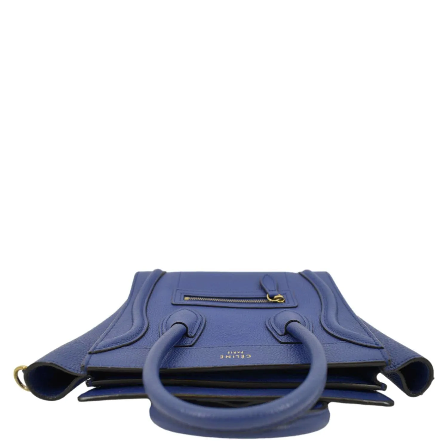 CELINE Nano Luggage Drummed Leather Tote Crossbody Bag Blue