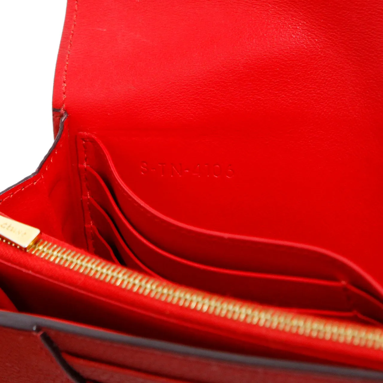 Celine Red Drummed Calfskin Large Multifunction Flap Wallet