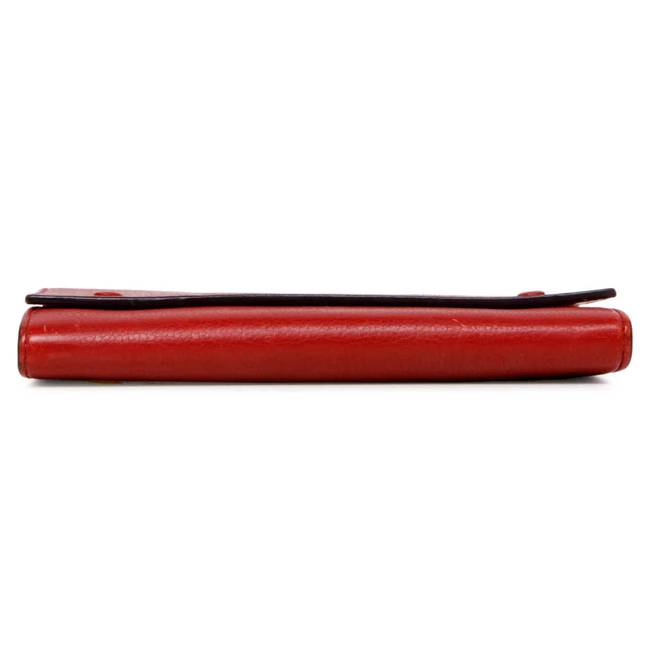 Celine Red Drummed Calfskin Large Multifunction Flap Wallet