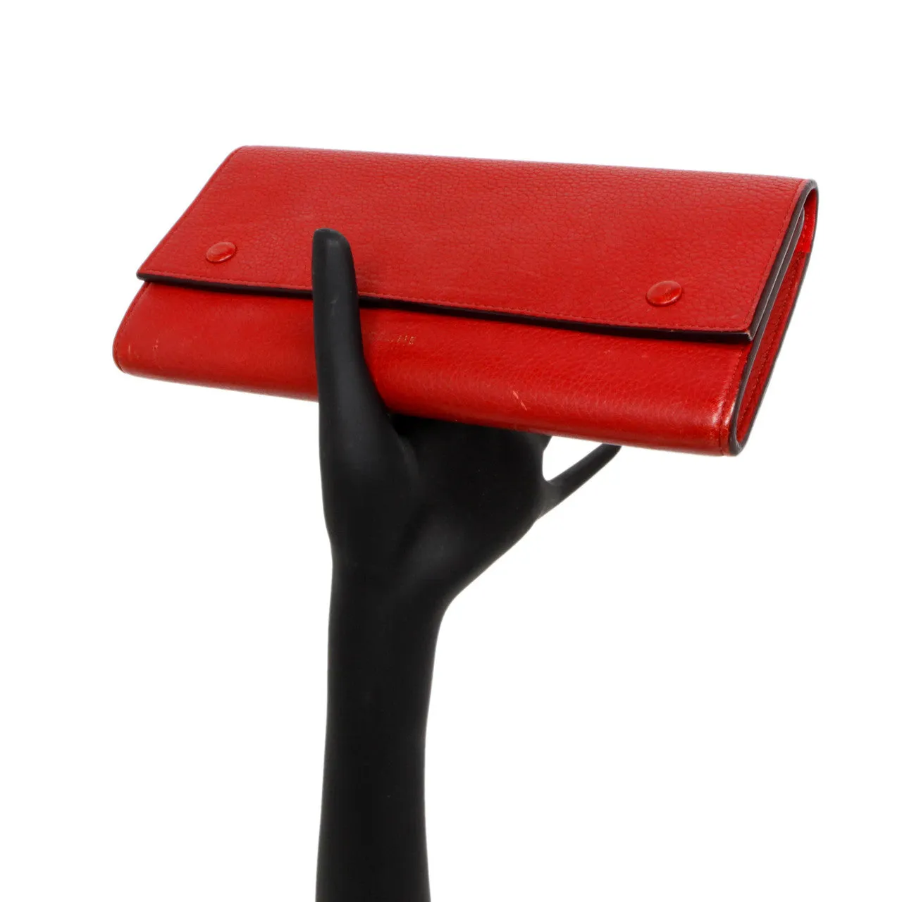 Celine Red Drummed Calfskin Large Multifunction Flap Wallet