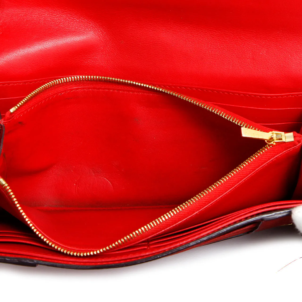 Celine Red Drummed Calfskin Large Multifunction Flap Wallet
