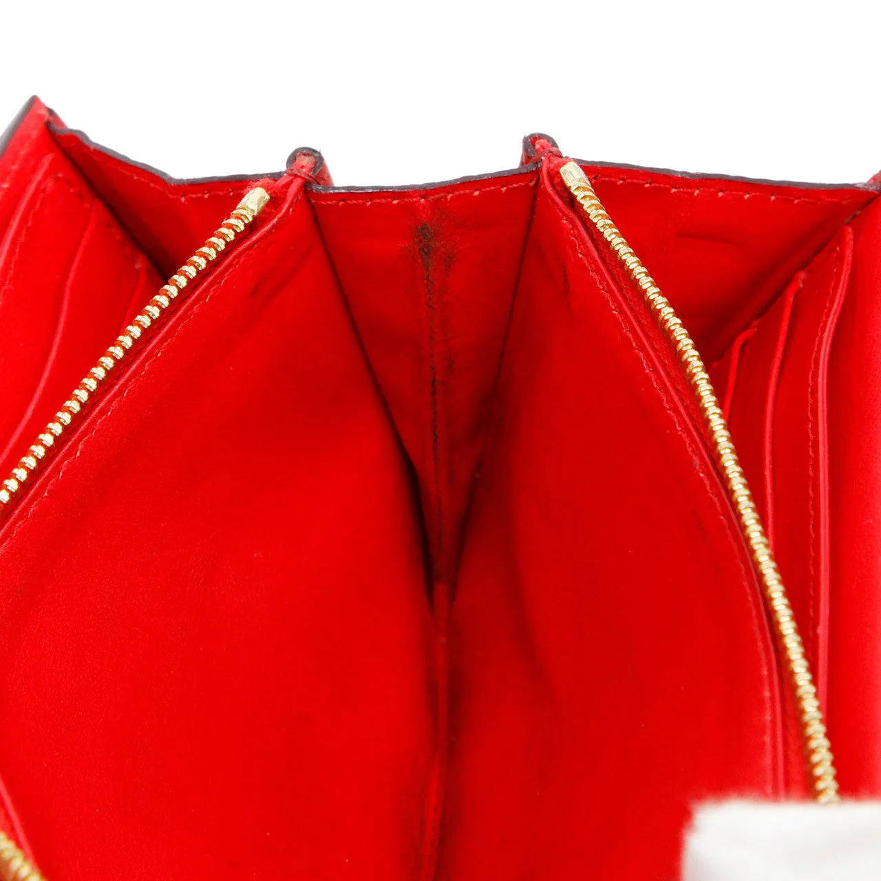 Celine Red Drummed Calfskin Large Multifunction Flap Wallet