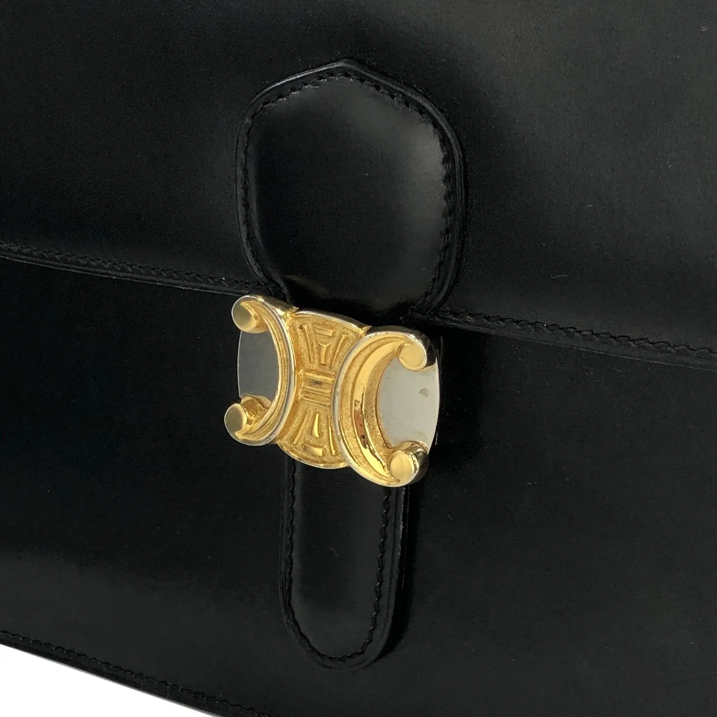 CELINE Triomphe Crossbody Shoulderbag Black Vintage Old CELINE m4hg6t