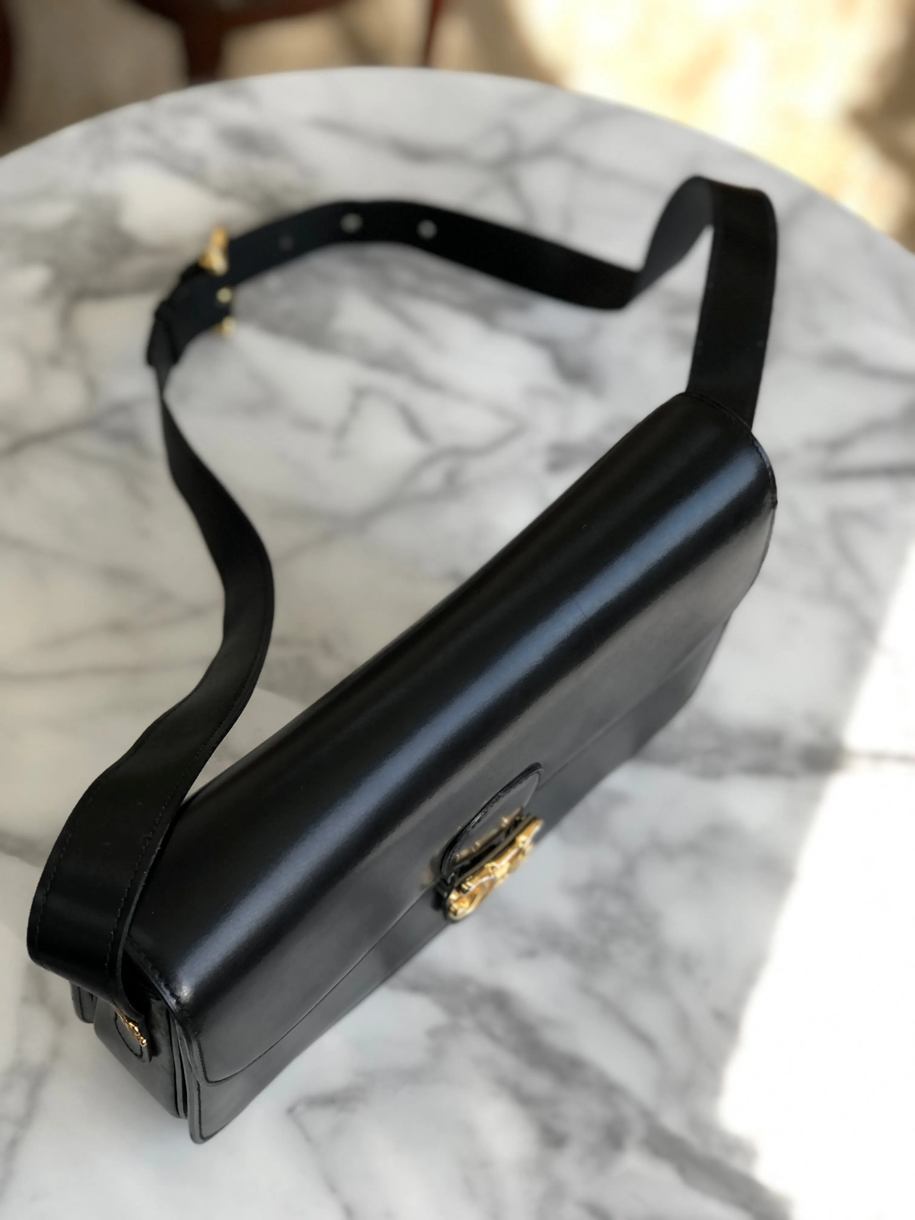 CELINE Triomphe Crossbody Shoulderbag Black Vintage Old CELINE m4hg6t