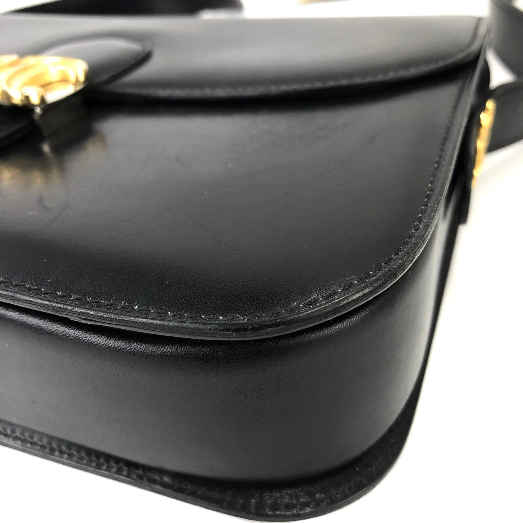 CELINE Triomphe Crossbody Shoulderbag Black Vintage Old CELINE m4hg6t