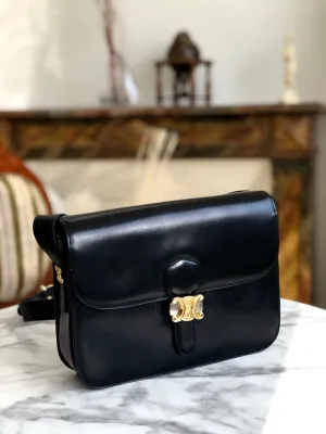 CELINE Triomphe Crossbody Shoulderbag Black Vintage Old CELINE m4hg6t