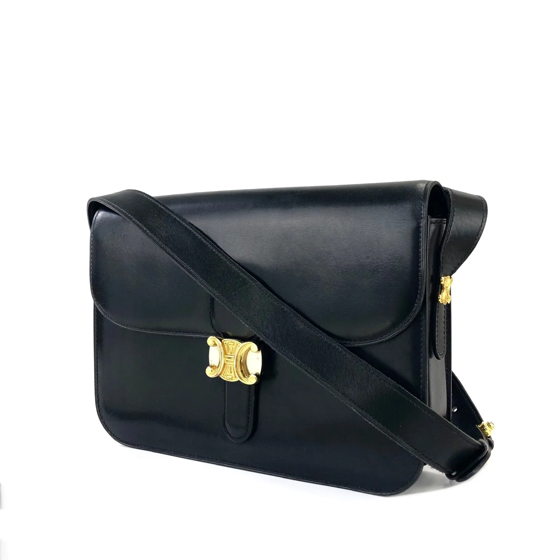 CELINE Triomphe Crossbody Shoulderbag Black Vintage Old CELINE m4hg6t