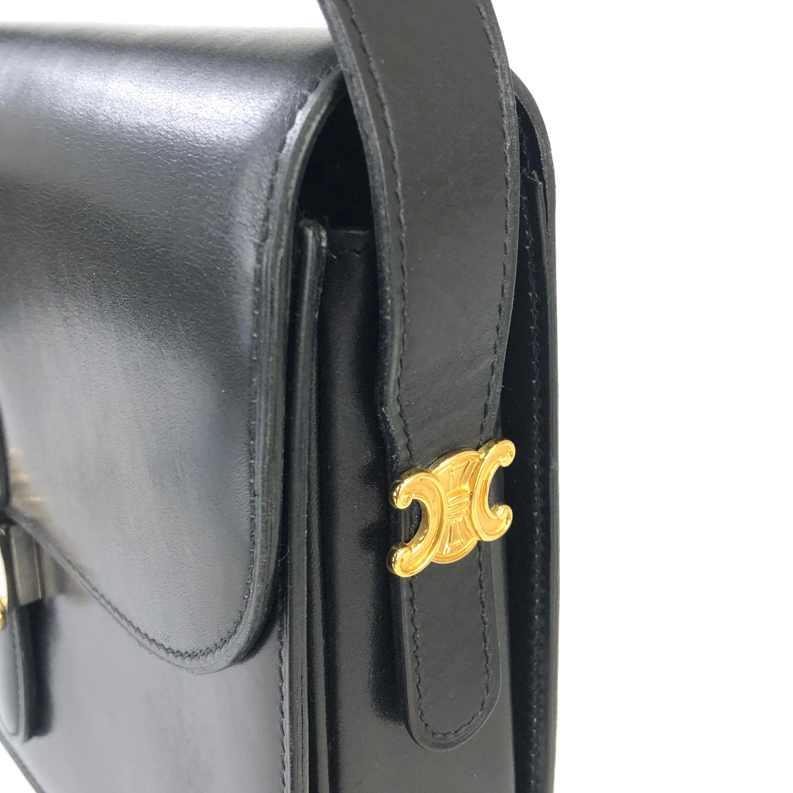 CELINE Triomphe Crossbody Shoulderbag Black Vintage Old CELINE m4hg6t