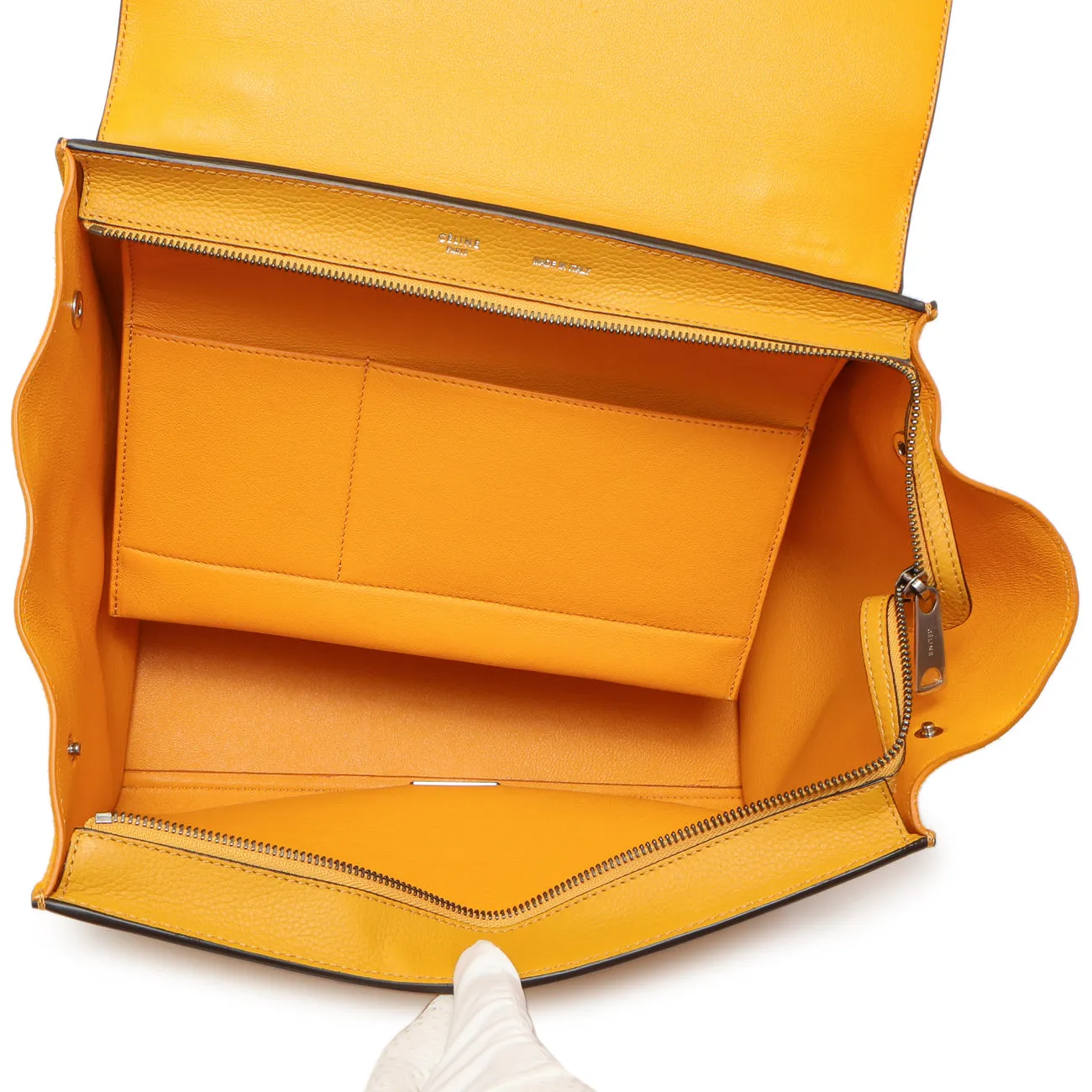 Celine Yellow Drummed Calfskin Suede Medium Trapeze