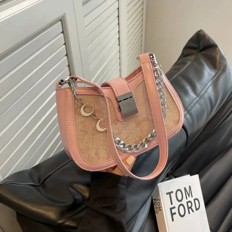 Chain Strap Patterned Shoulder Bag