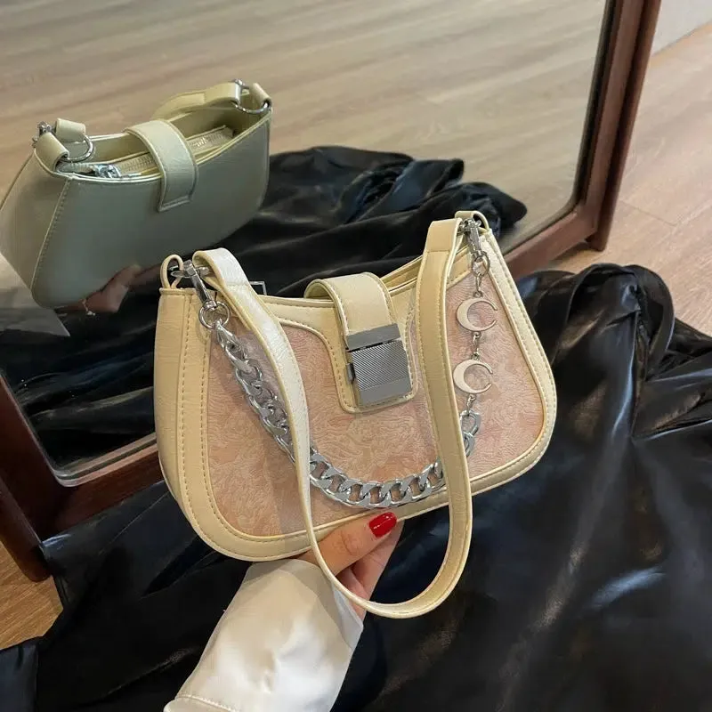 Chain Strap Patterned Shoulder Bag