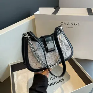 Chain Strap Patterned Shoulder Bag