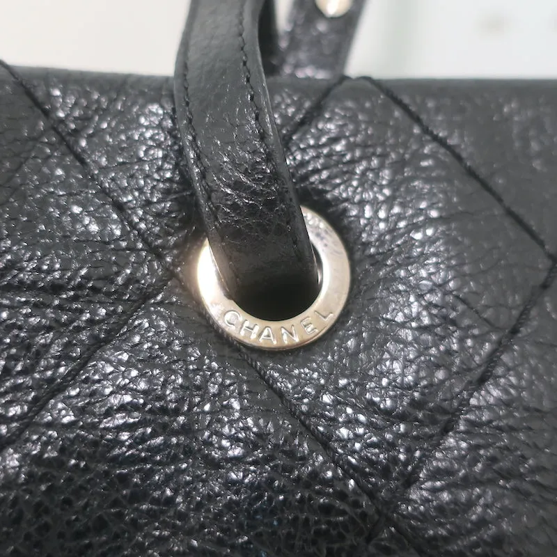 Chanel 2010 On The Road Tote Black Glazed Leather Large Shoulder Bag