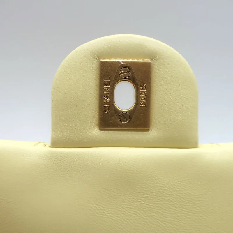 Chanel 23S Mini Camellia Crush Square Flap Bag Light Yellow Quilted Leather NEW