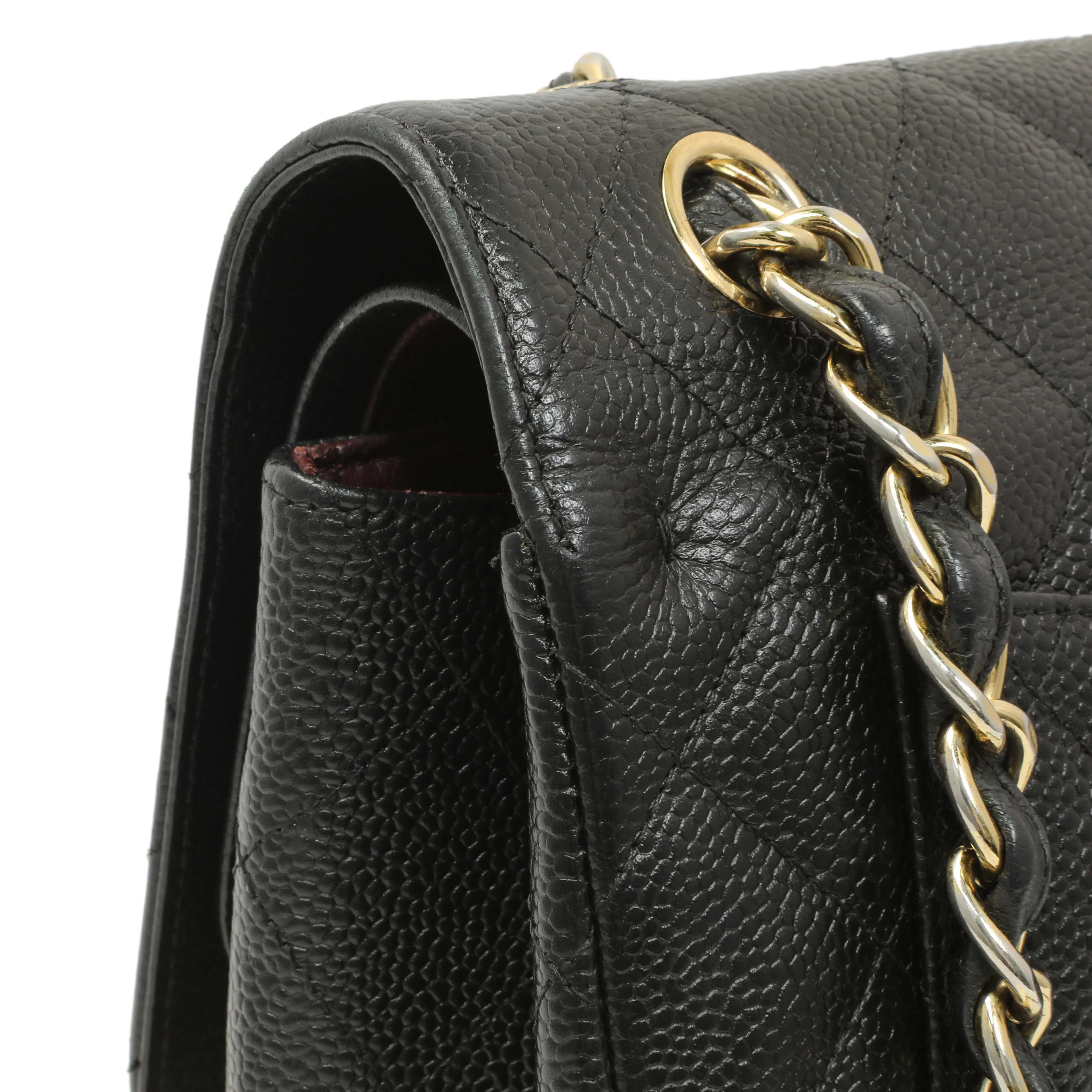 Chanel Black Quilted Caviar Jumbo Double Flap