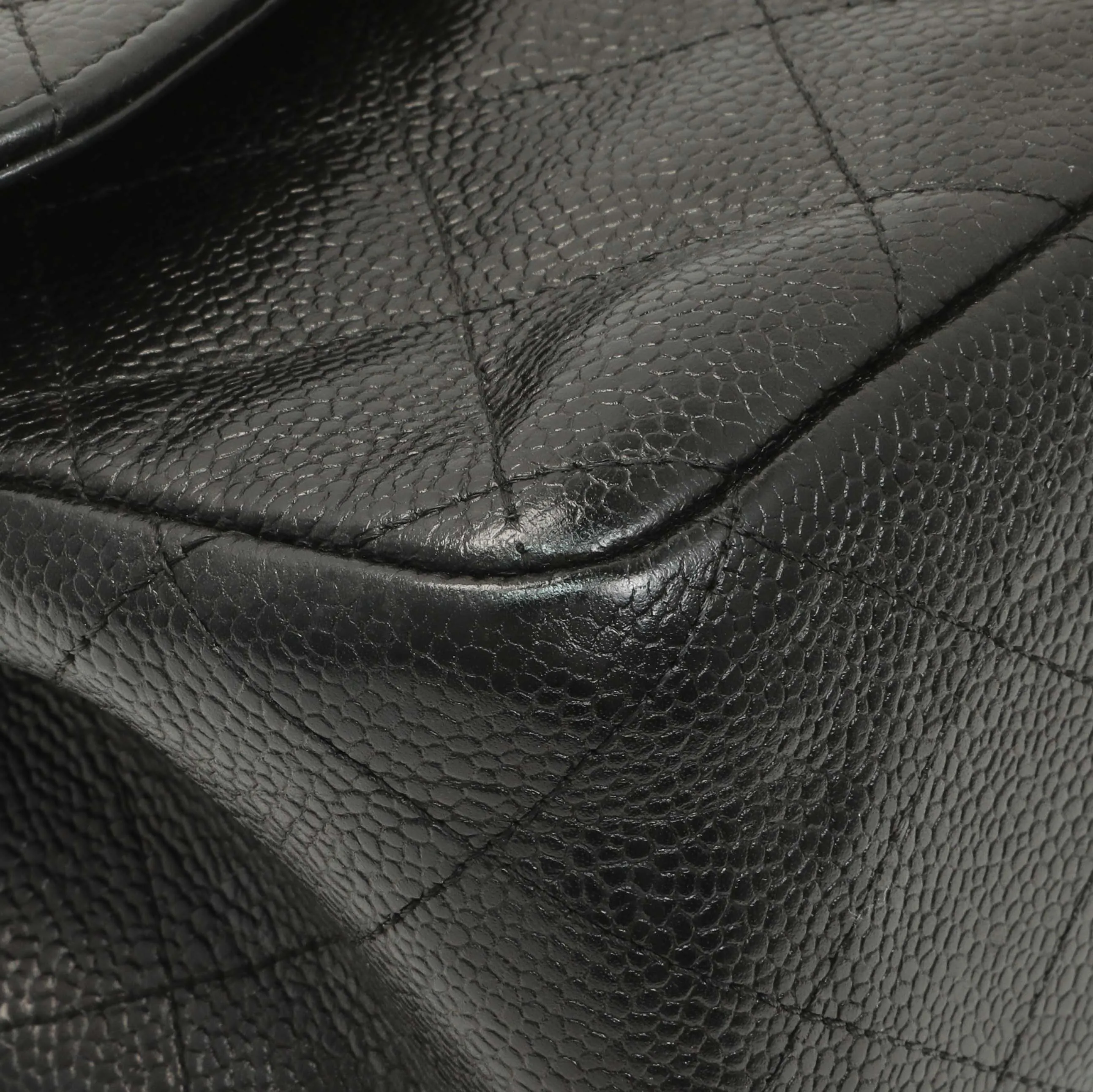 Chanel Black Quilted Caviar Jumbo Double Flap