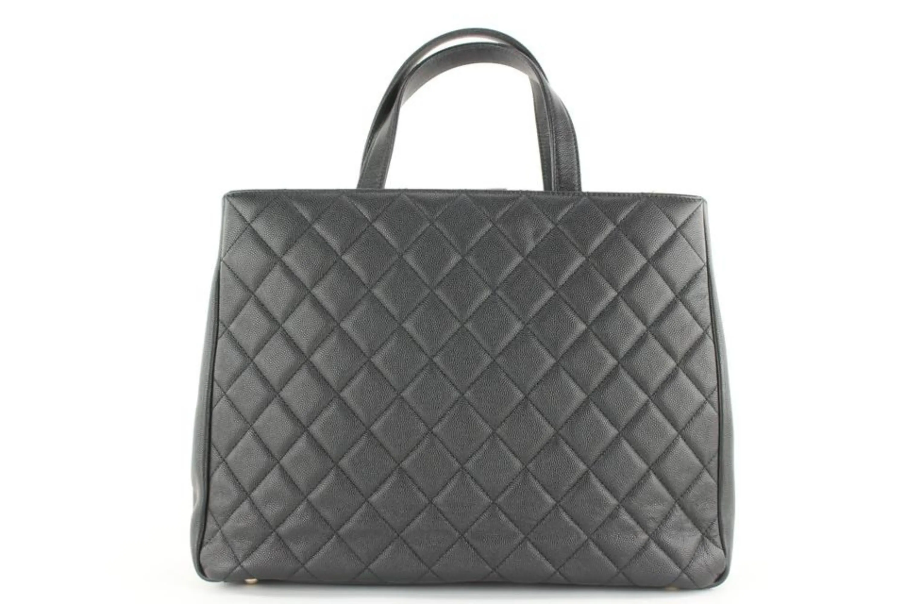 Chanel Black Quilted Caviar Leather Turnlock 2way Affinity Tote 1CC1025