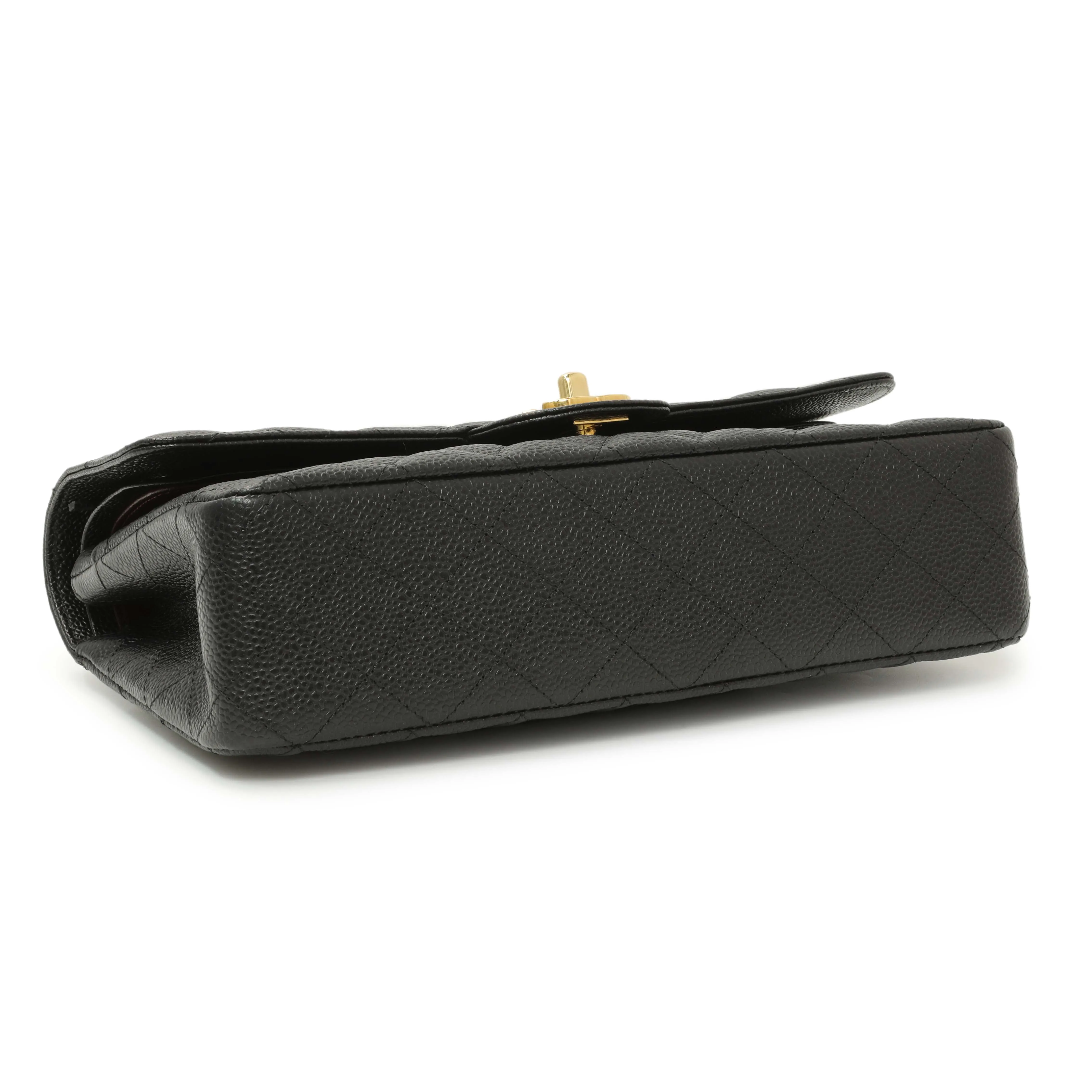 Chanel Black Quilted Caviar Medium Classic Double Flap