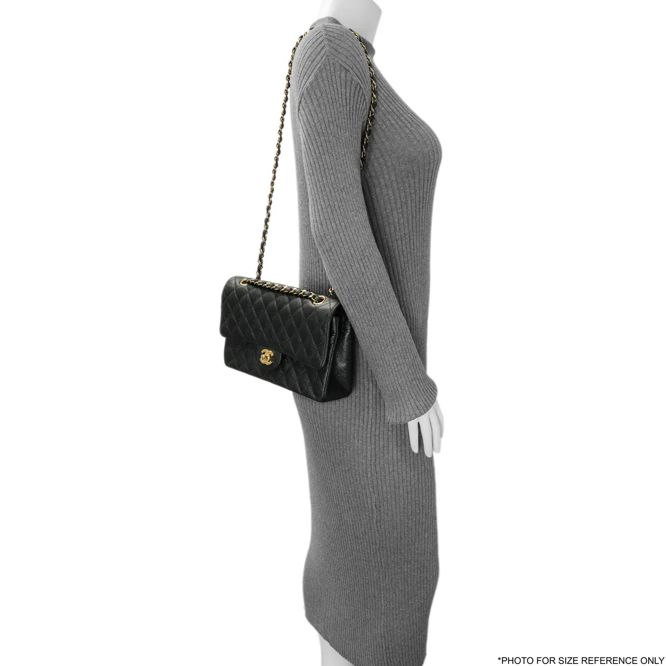 Chanel Black Quilted Caviar Medium Classic Double Flap