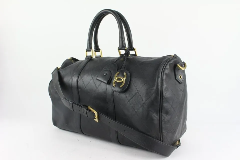 Chanel Black Quilted Lambskin Boston Duffle Bag with Strap 1110c8