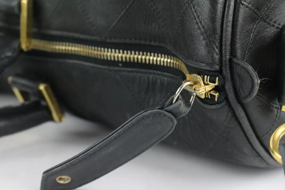Chanel Black Quilted Lambskin Boston Duffle Bag with Strap 1110c8