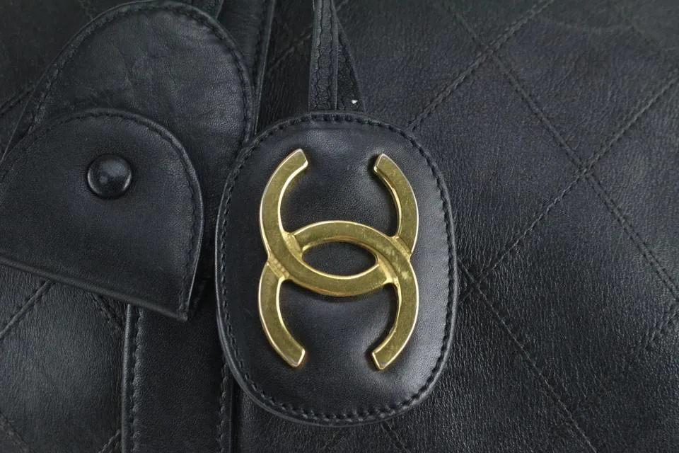 Chanel Black Quilted Lambskin Boston Duffle Bag with Strap 1110c8