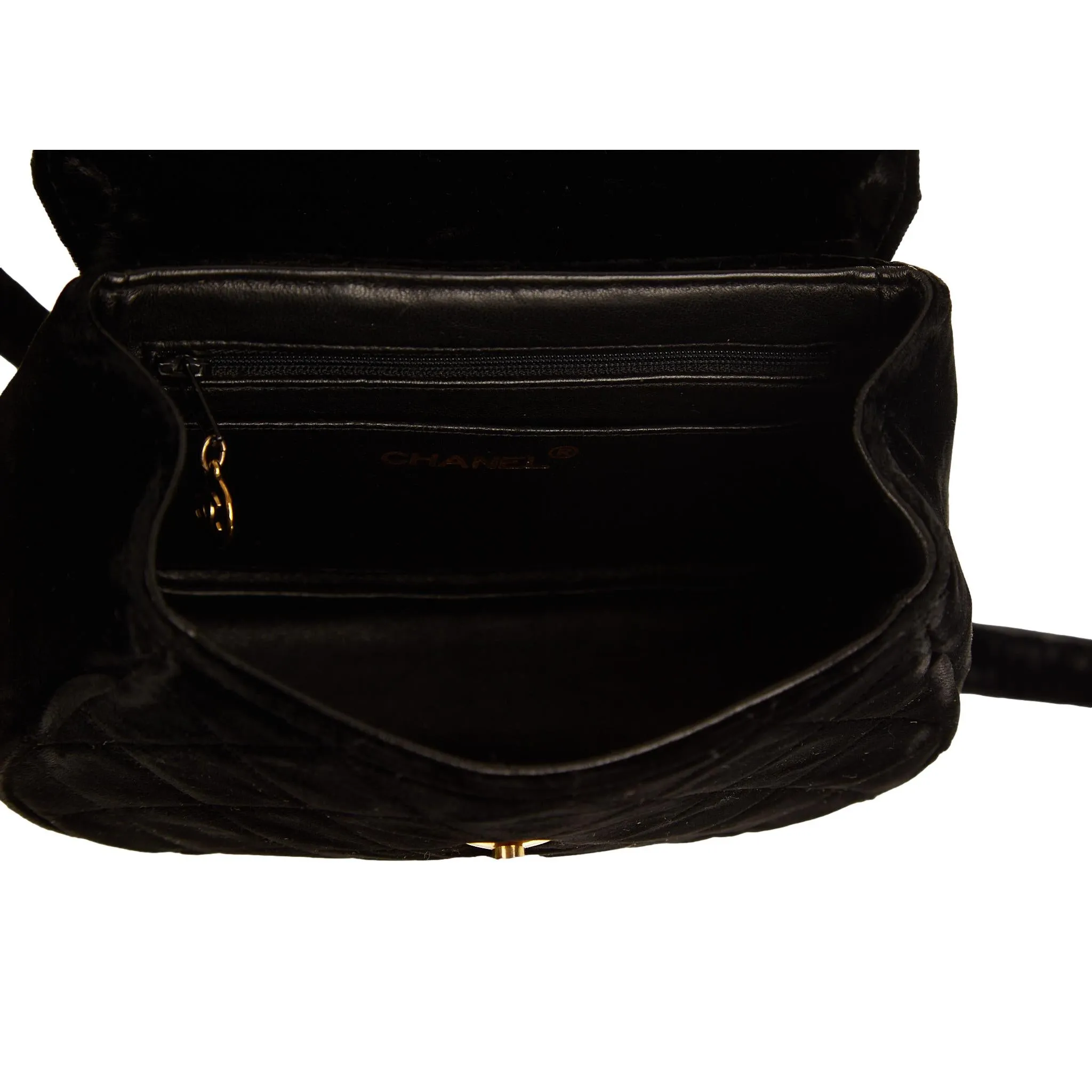 Chanel Black Velour Shoulder Bag
