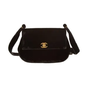 Chanel Black Velour Shoulder Bag