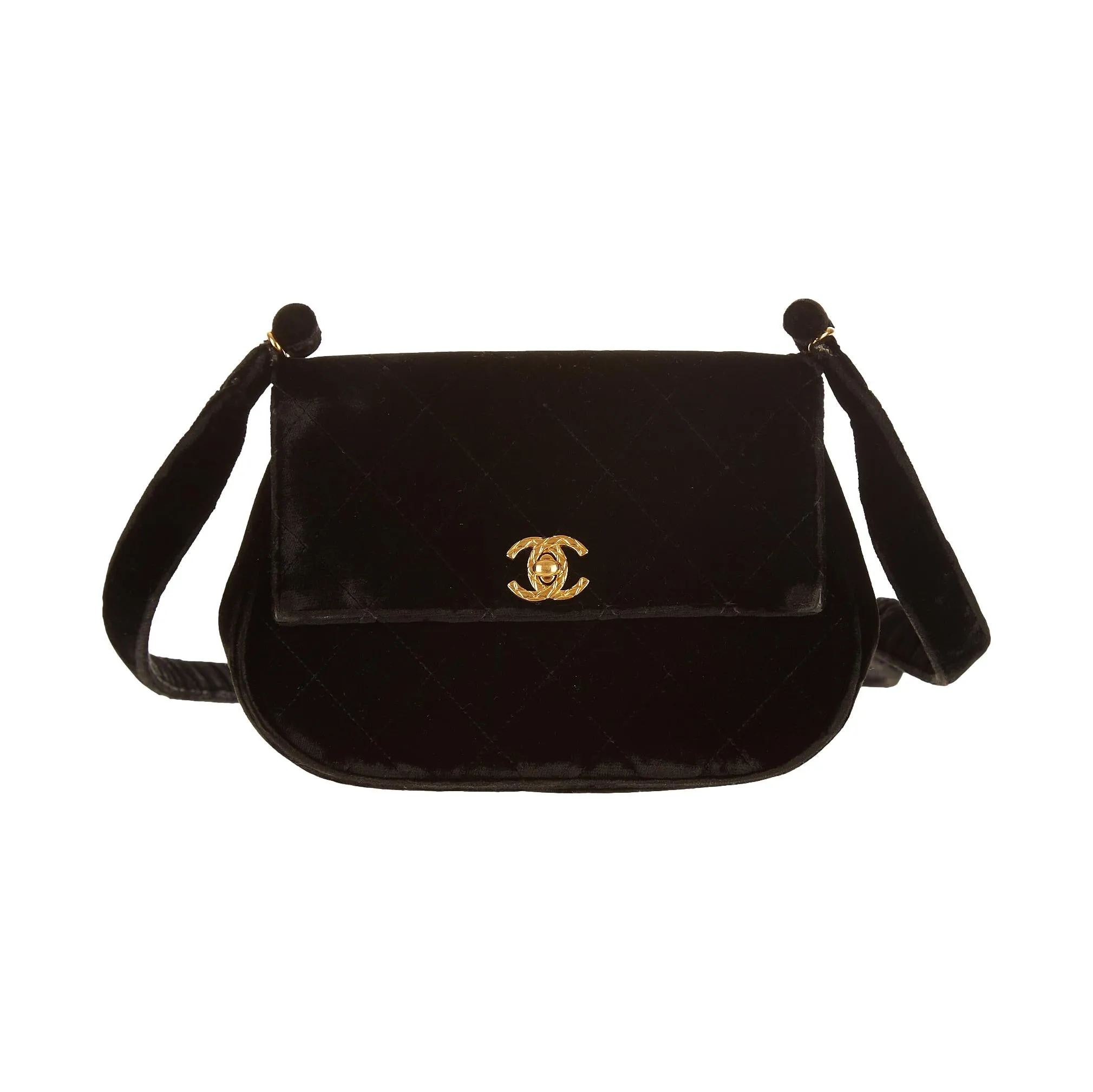 Chanel Black Velour Shoulder Bag
