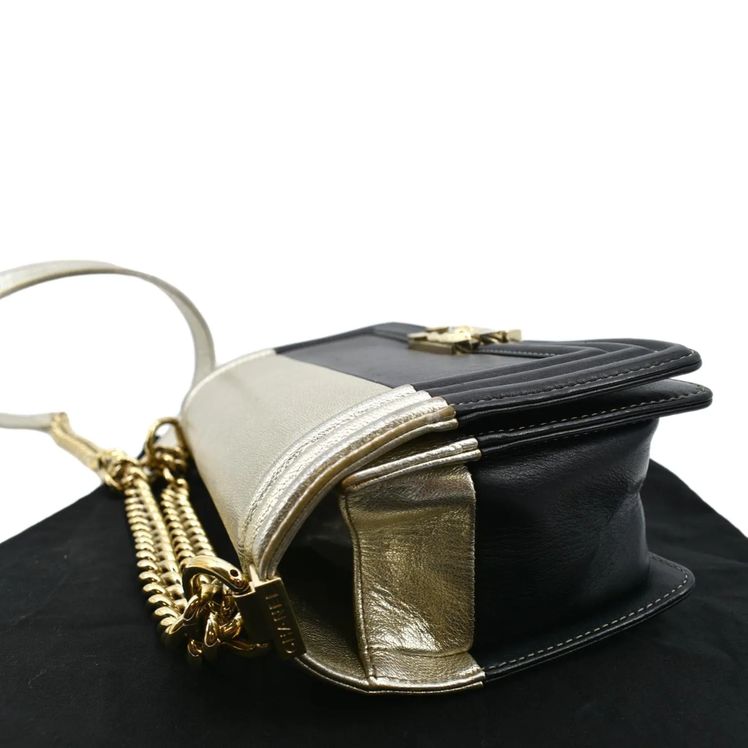 CHANEL Boy Leather Shoulder Bag Bicolor
