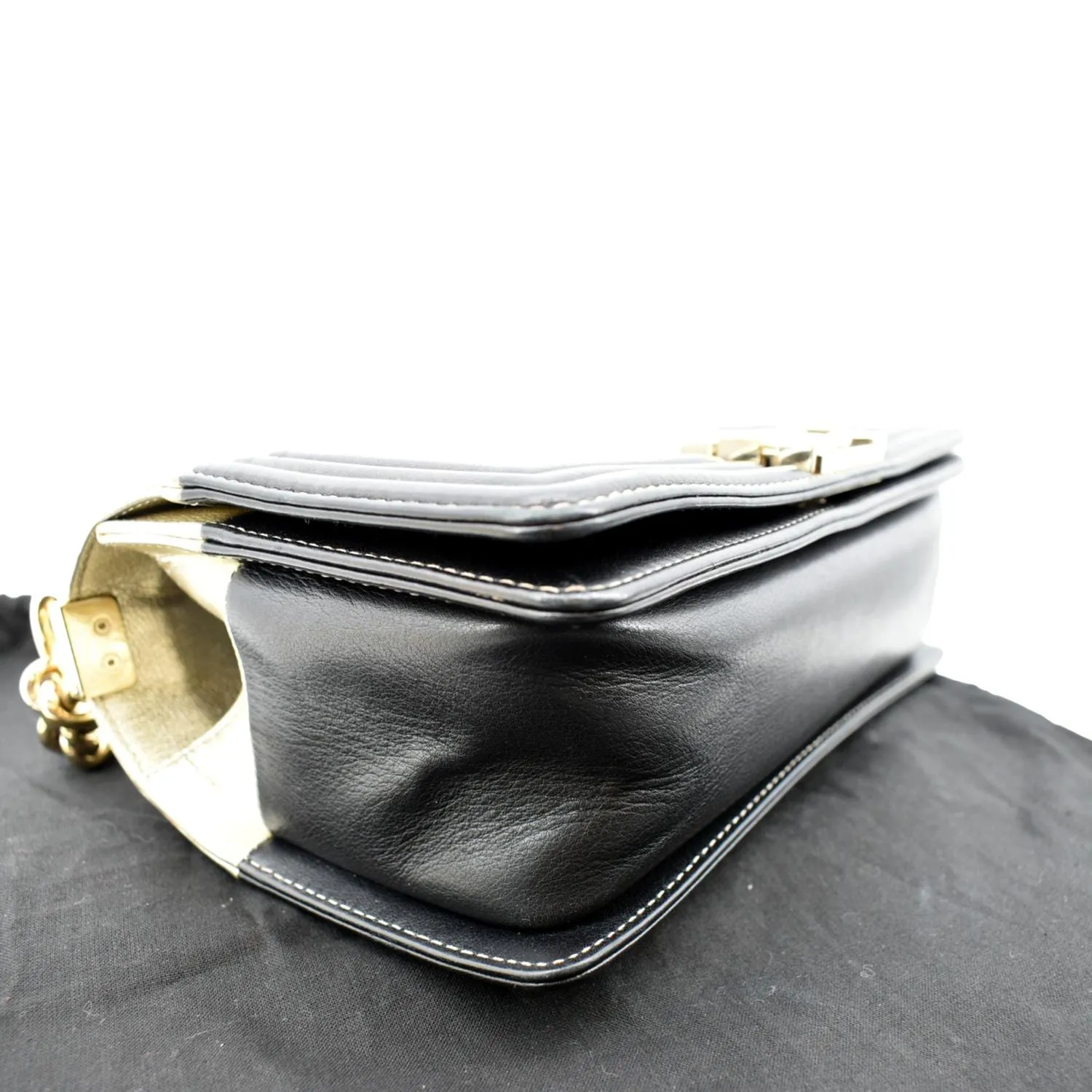 CHANEL Boy Leather Shoulder Bag Bicolor