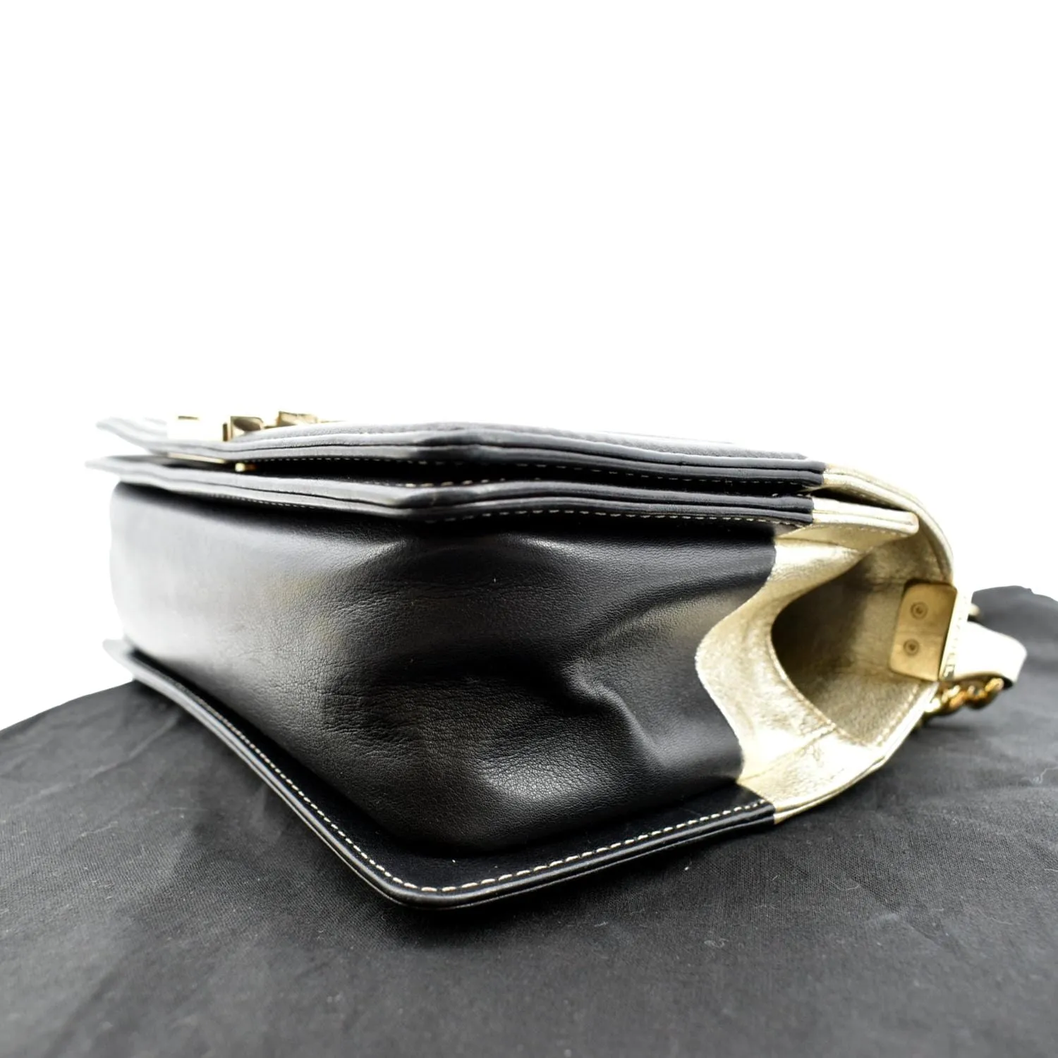 CHANEL Boy Leather Shoulder Bag Bicolor