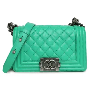 Chanel Green Calfskin Small Boy Bag
