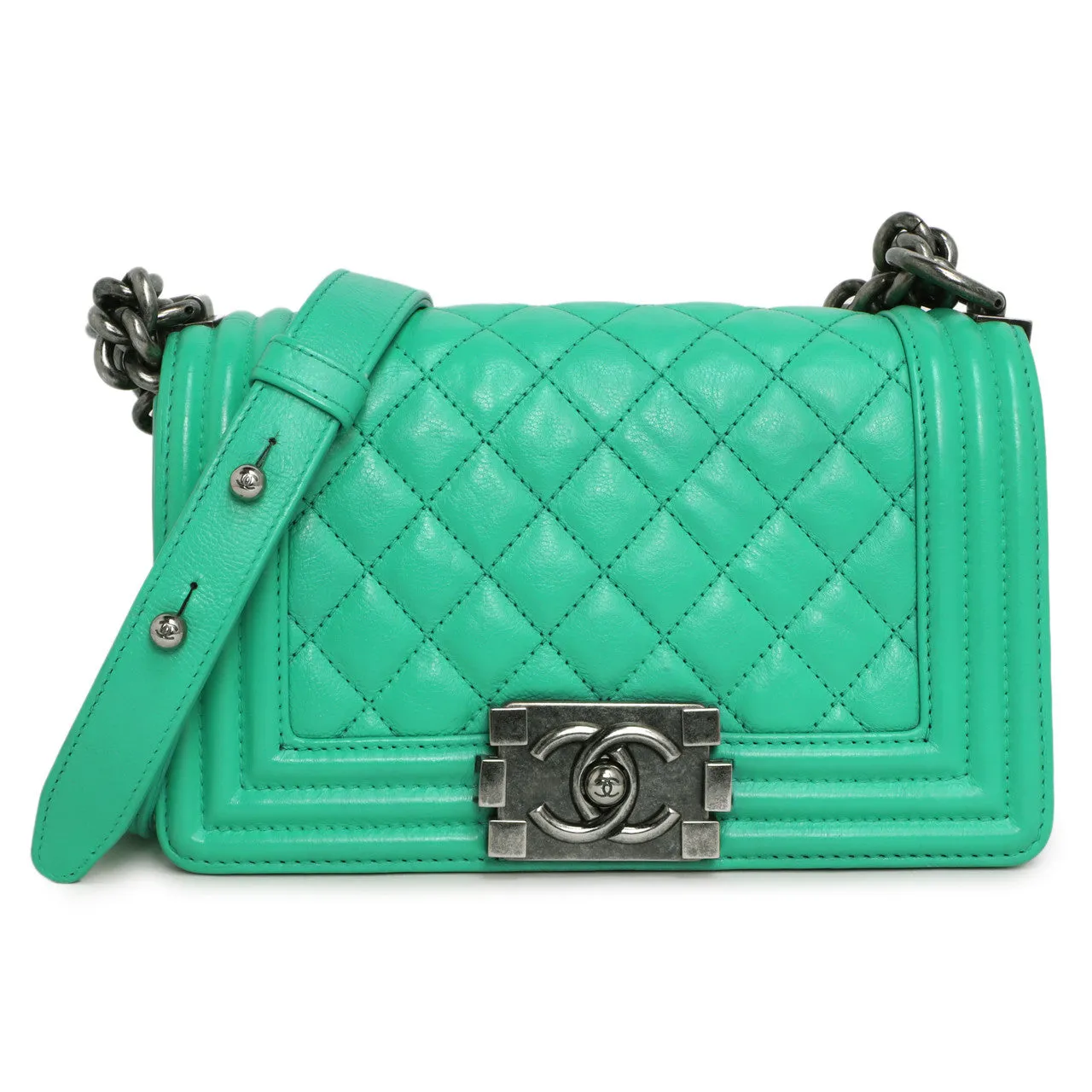 Chanel Green Calfskin Small Boy Bag
